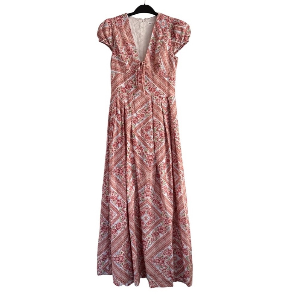 Avec Les Filles Pink Geometric V-Neck Maxi Dress - Picture 2 of 7